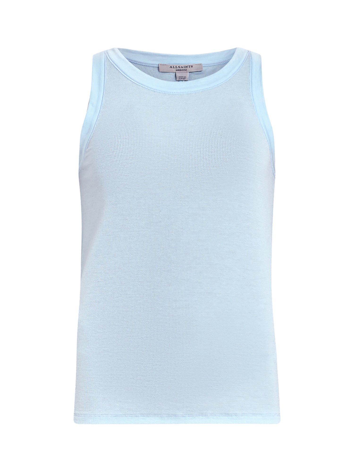 Product image 4 of 7, which shows AllSaints Rina Ribbed Tank Top, Powder Blue, S