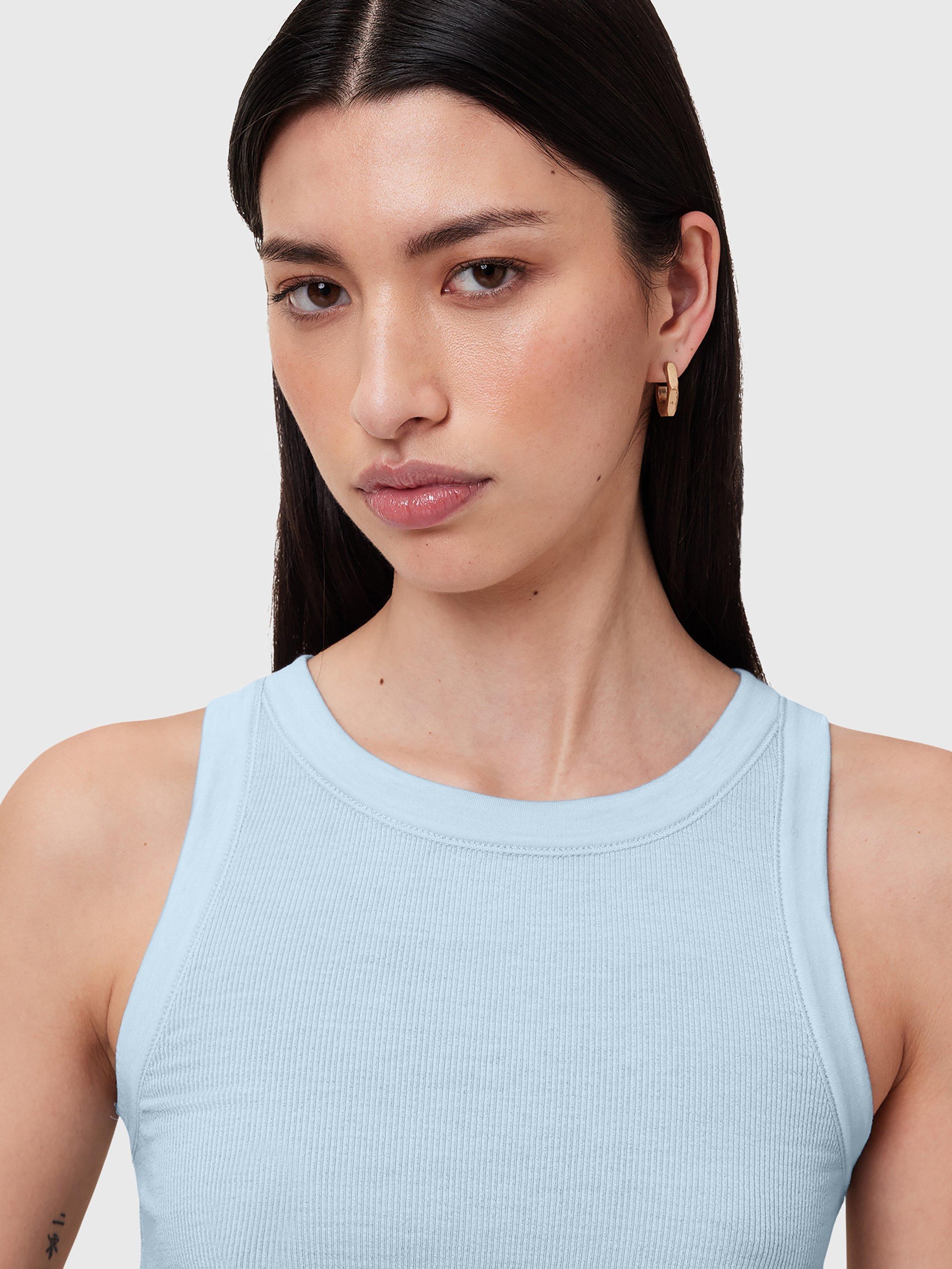 Product image 5 of 7, which shows AllSaints Rina Ribbed Tank Top, Powder Blue, S