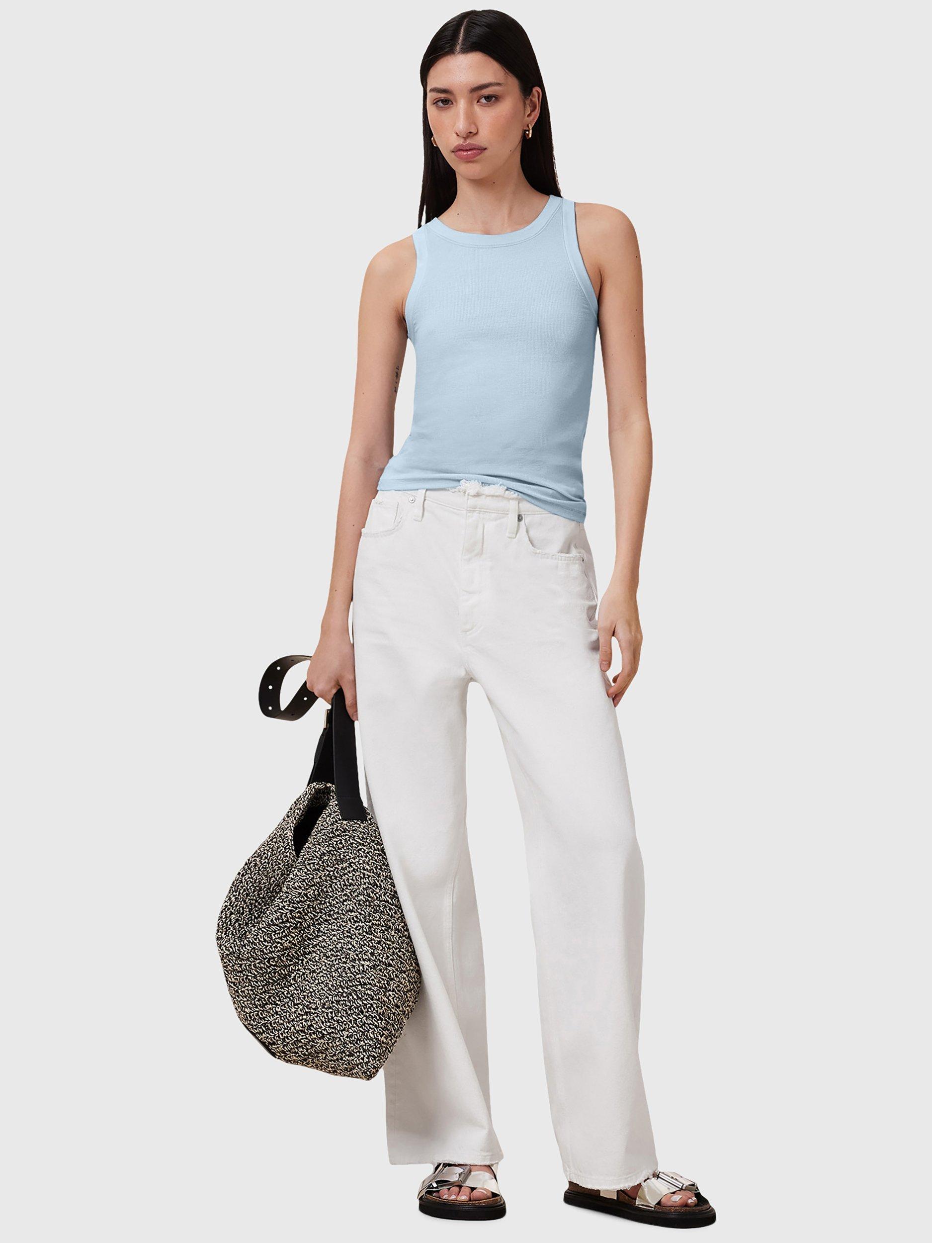 Product image 7 of 7, which shows AllSaints Rina Ribbed Tank Top, Powder Blue, S