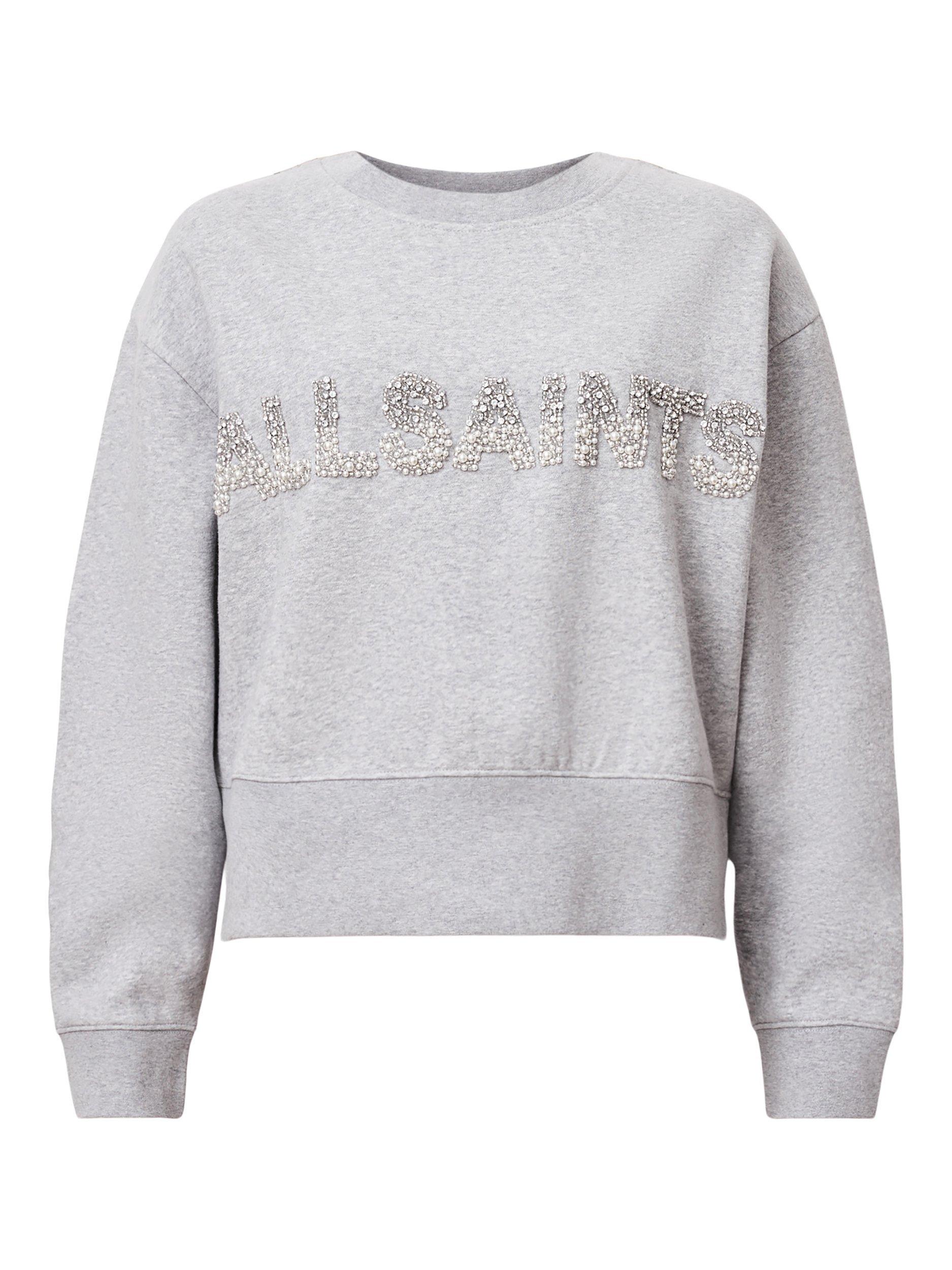 Product image 4 of 7, which shows AllSaints Separo Pearl Logo Sweatshirt, Grey Marl, L