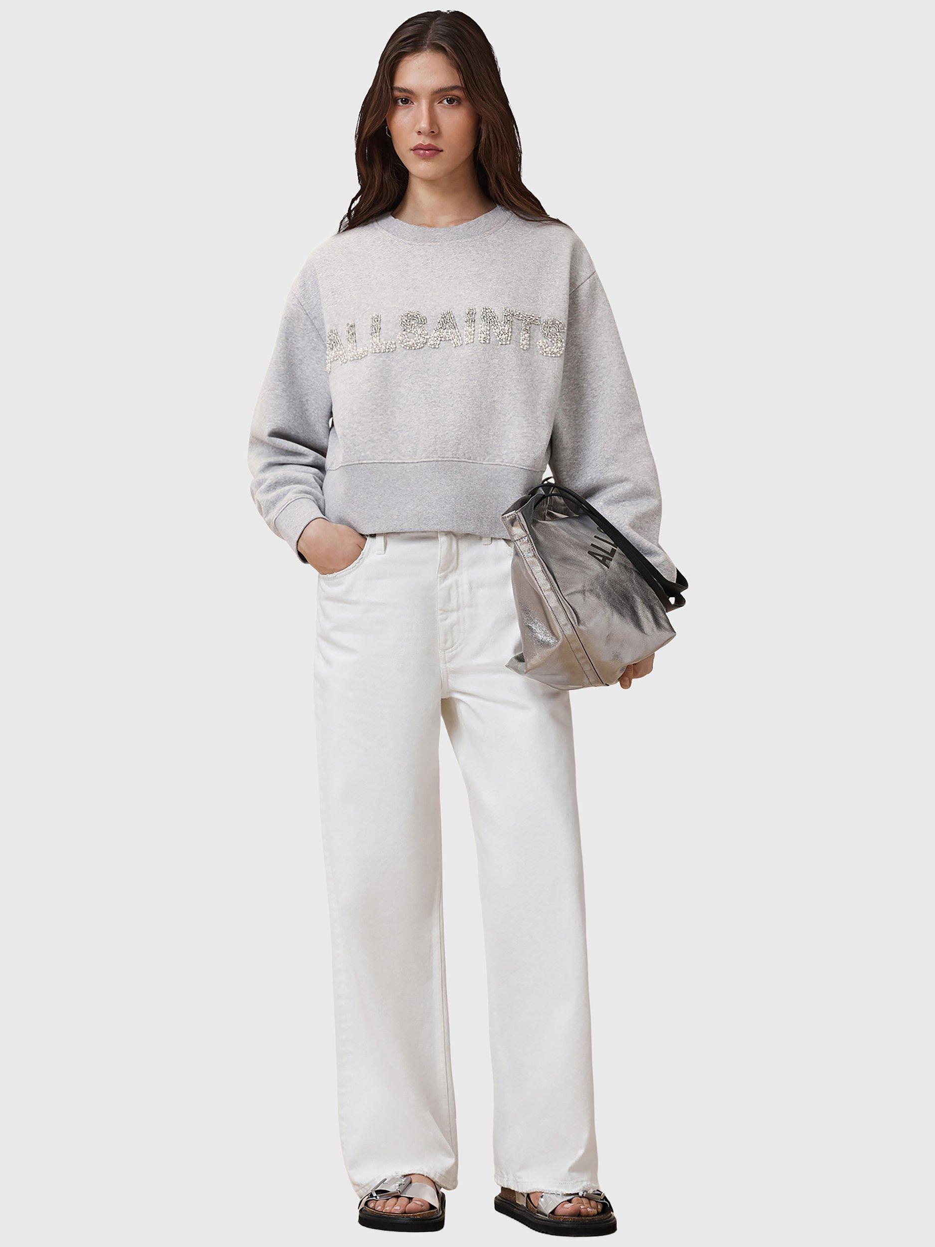Product image 7 of 7, which shows AllSaints Separo Pearl Logo Sweatshirt, Grey Marl, L