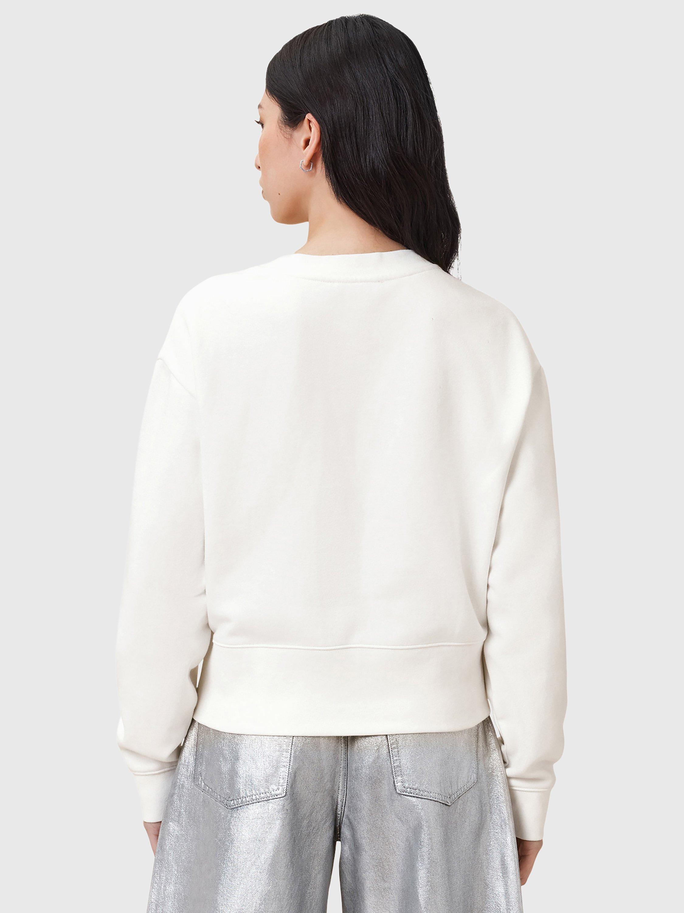 Product image 2 of 8, which shows AllSaints Separo Pearl Logo Sweatshirt, Optic White, L