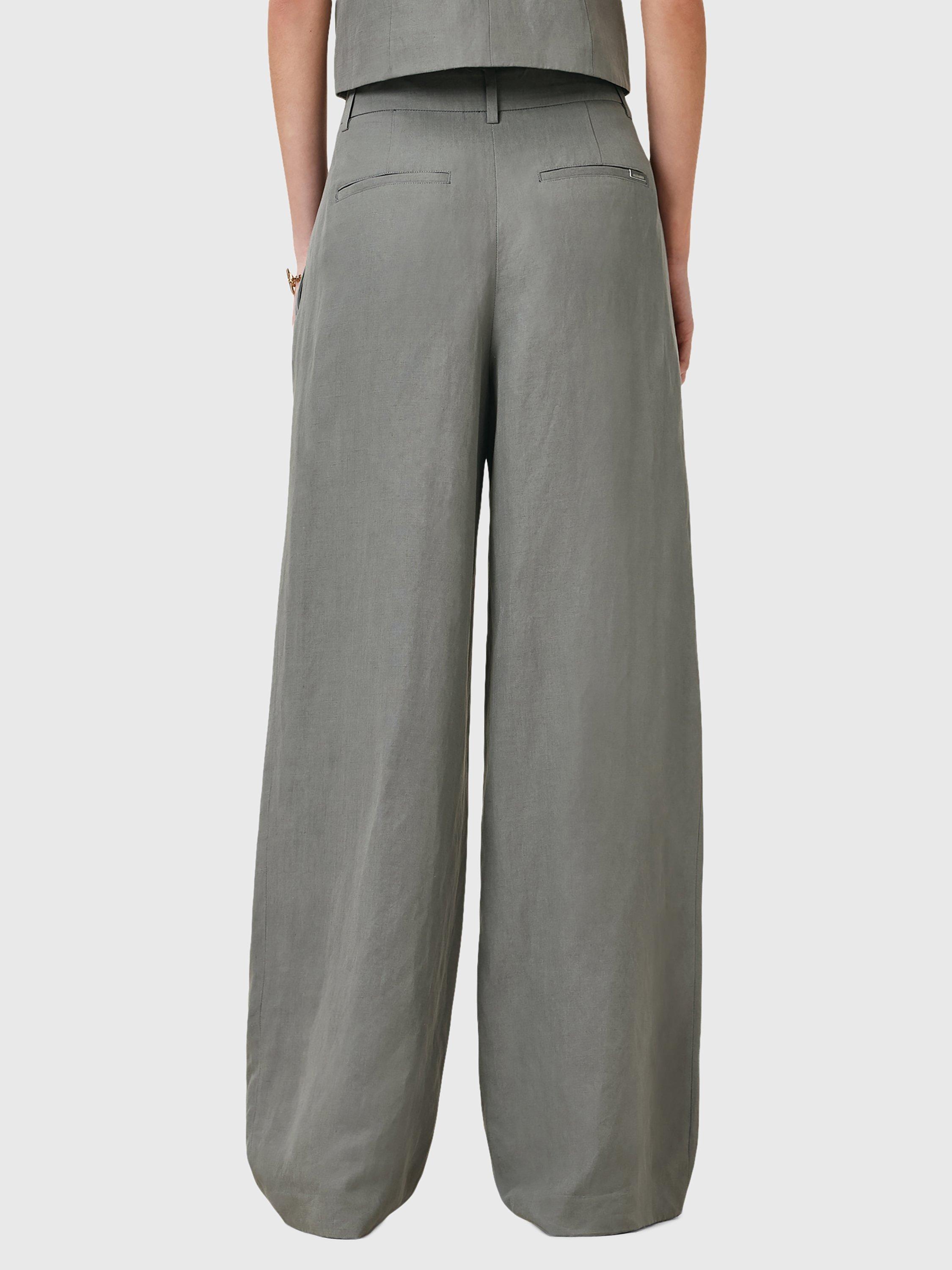 Product image 2 of 8, which shows AllSaints Averie Tailored Wide Leg Trousers, Mid Grey, 10