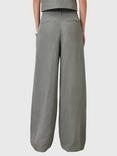 AllSaints Averie Tailored Wide Leg Trousers, Mid Grey