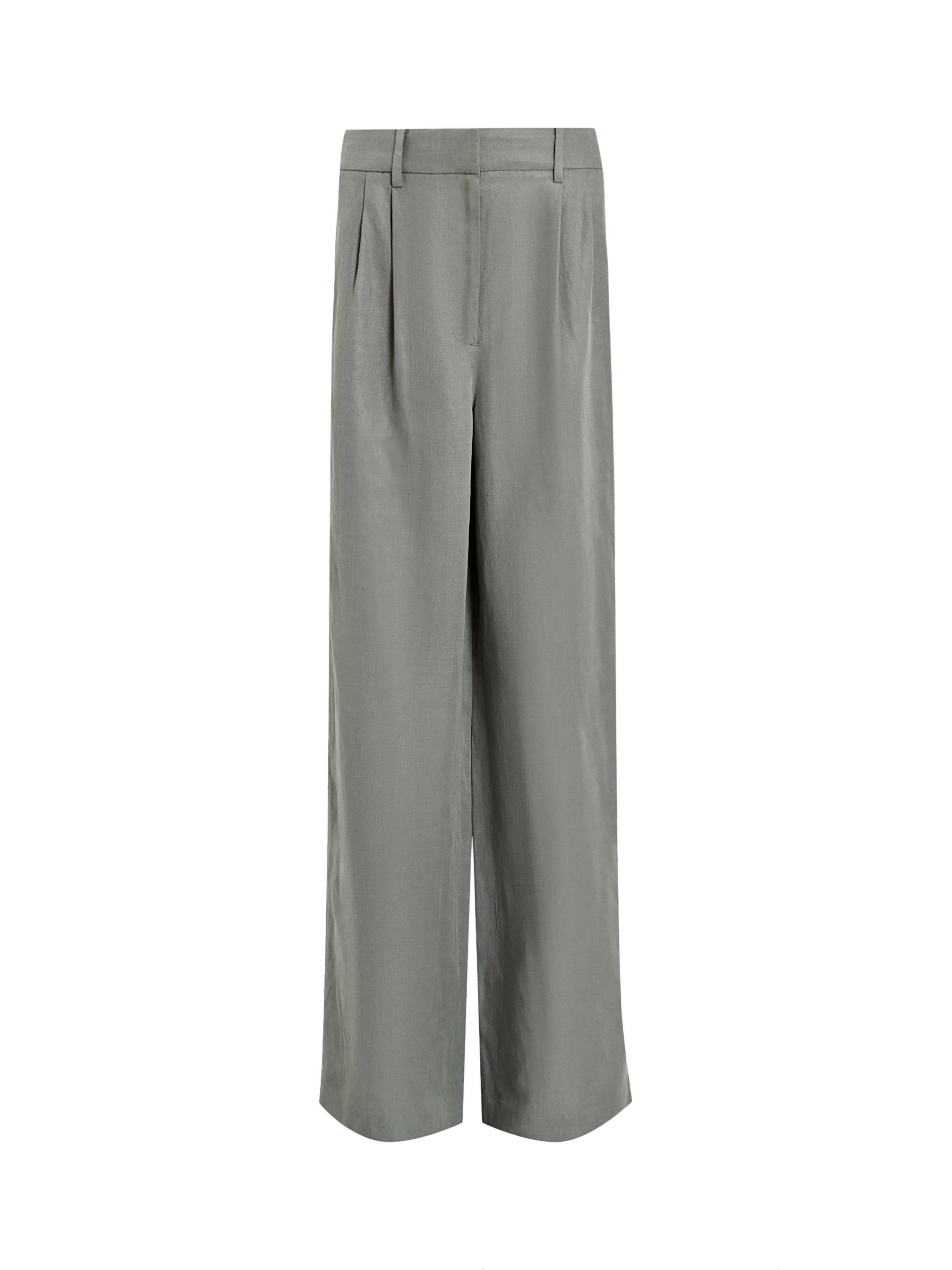 Product image 4 of 8, which shows AllSaints Averie Tailored Wide Leg Trousers, Mid Grey, 10