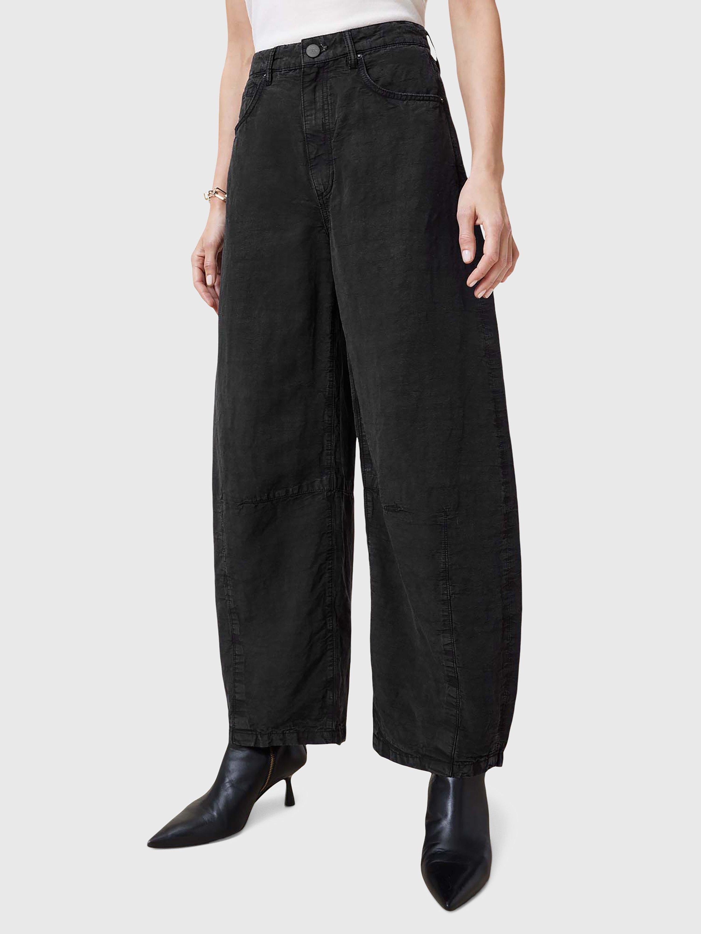 AllSaints Jett Barrel Leg Jeans, Black