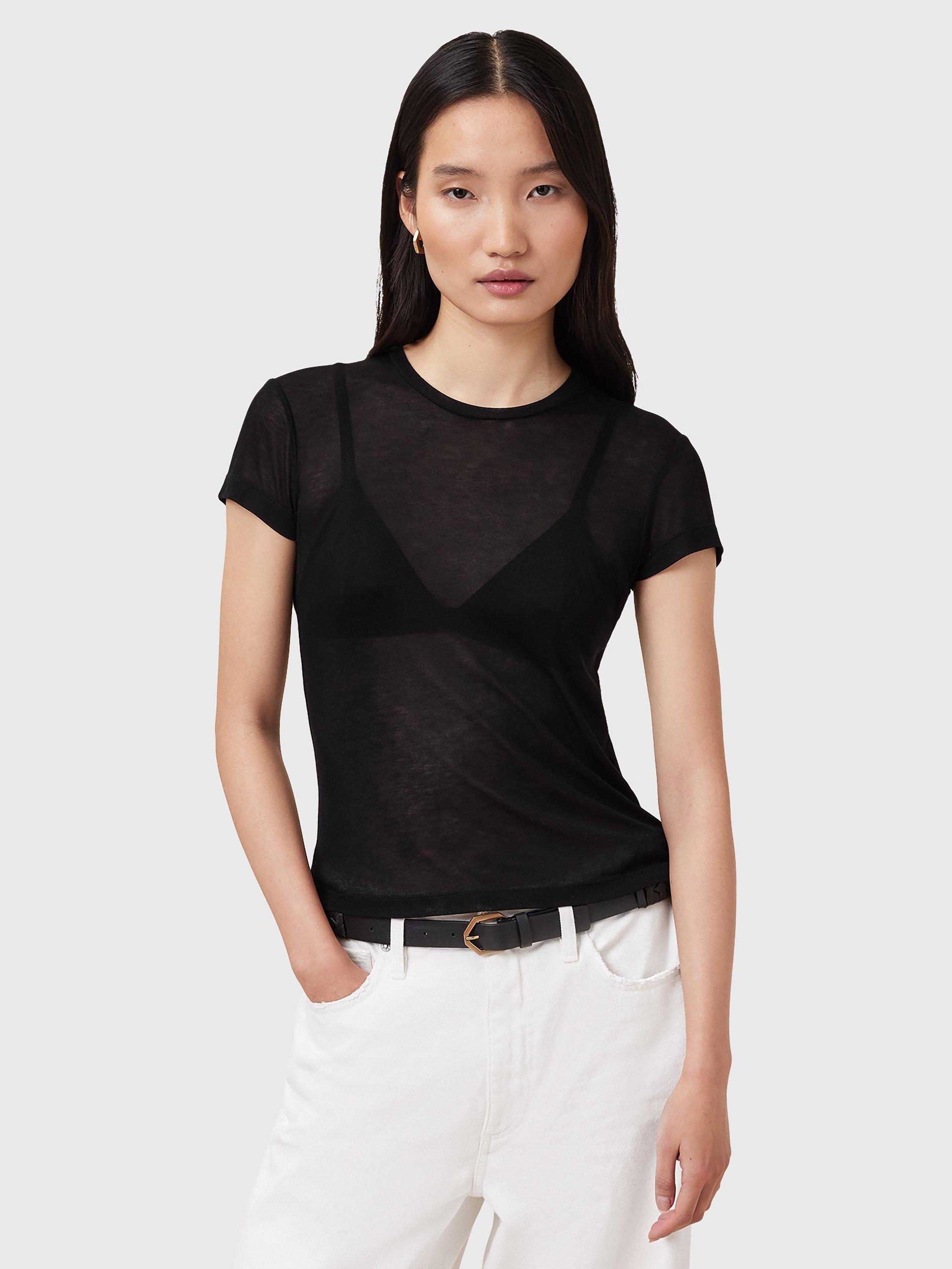 Product image 1 of 7, which shows AllSaints June Modal Slim Fit T-Shirt, Black, L