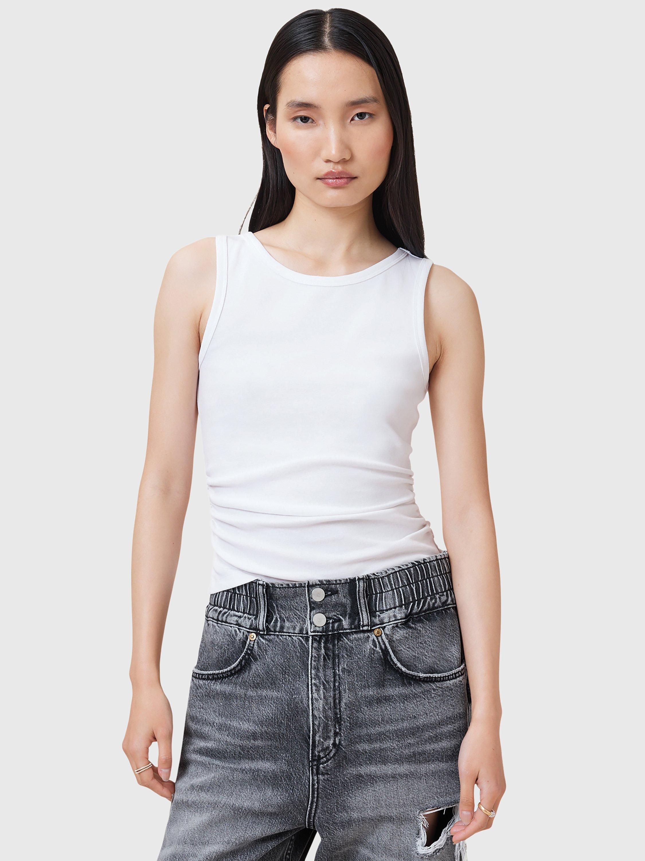 Product image 1 of 8, which shows AllSaints Katarina Organic Cotton Rich Tank Top, White, S