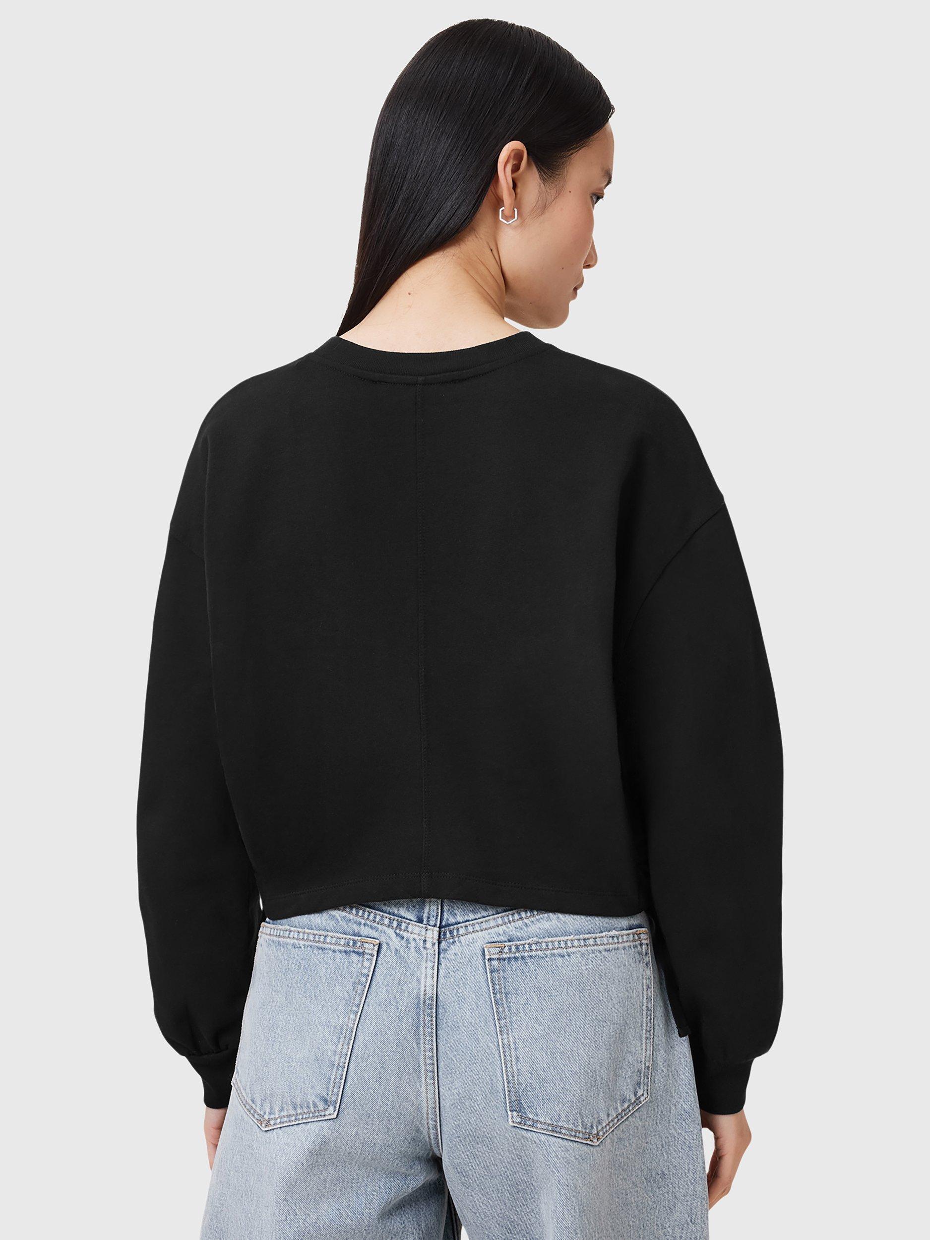 Product image 2 of 7, which shows AllSaints Mira Tie Side Pure Organic Cotton Sweatshirt, Black, S