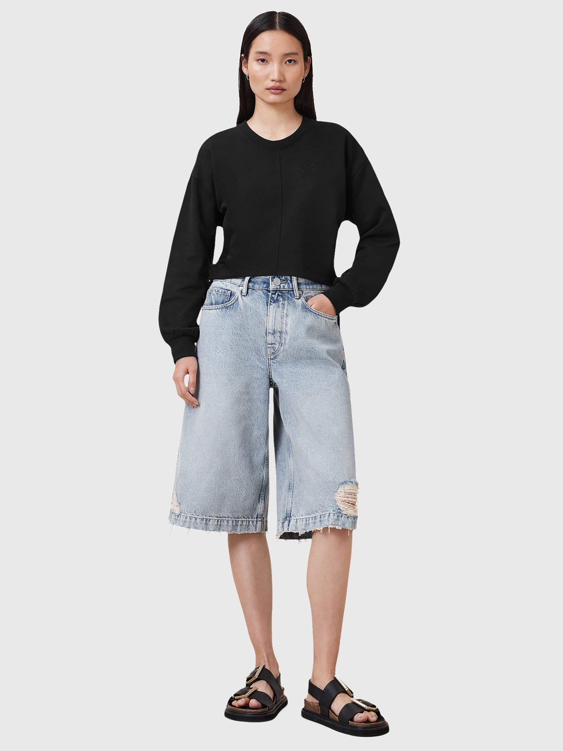 Product image 3 of 7, which shows AllSaints Mira Tie Side Pure Organic Cotton Sweatshirt, Black, S