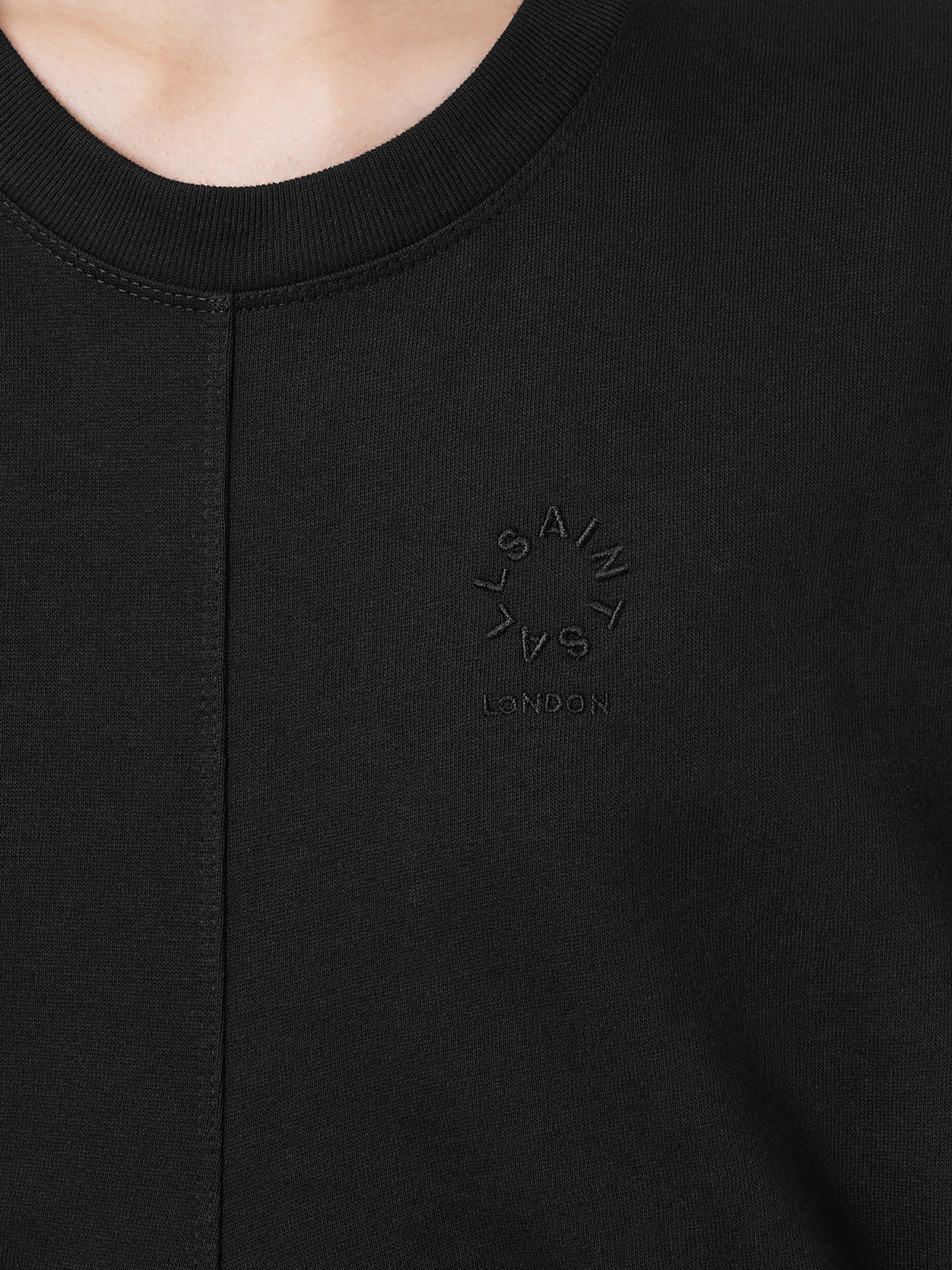 Product image 6 of 7, which shows AllSaints Mira Tie Side Pure Organic Cotton Sweatshirt, Black, S