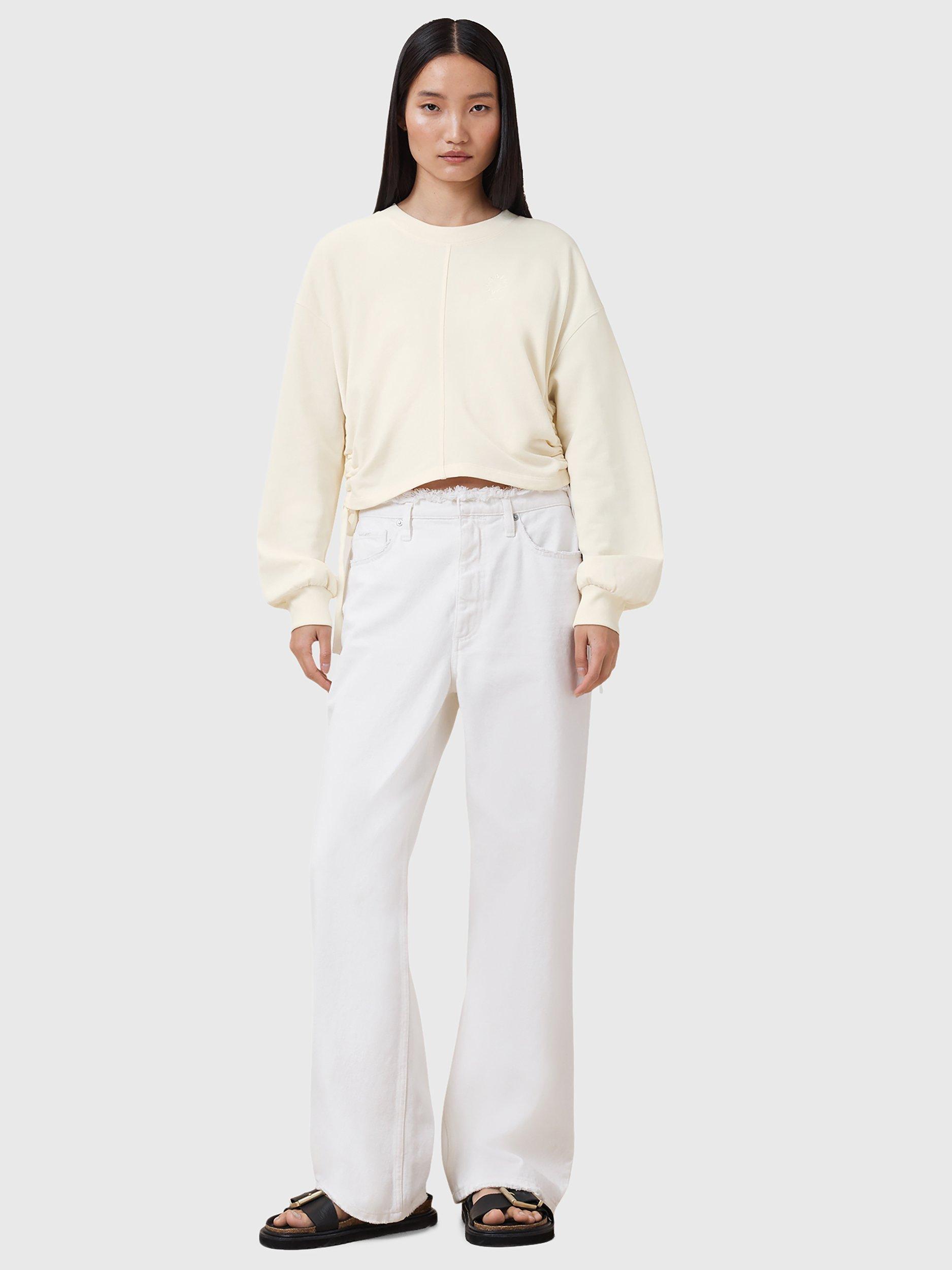 Product image 3 of 7, which shows AllSaints Mira Tie Side Pure Organic Cotton Sweatshirt, Off White, S