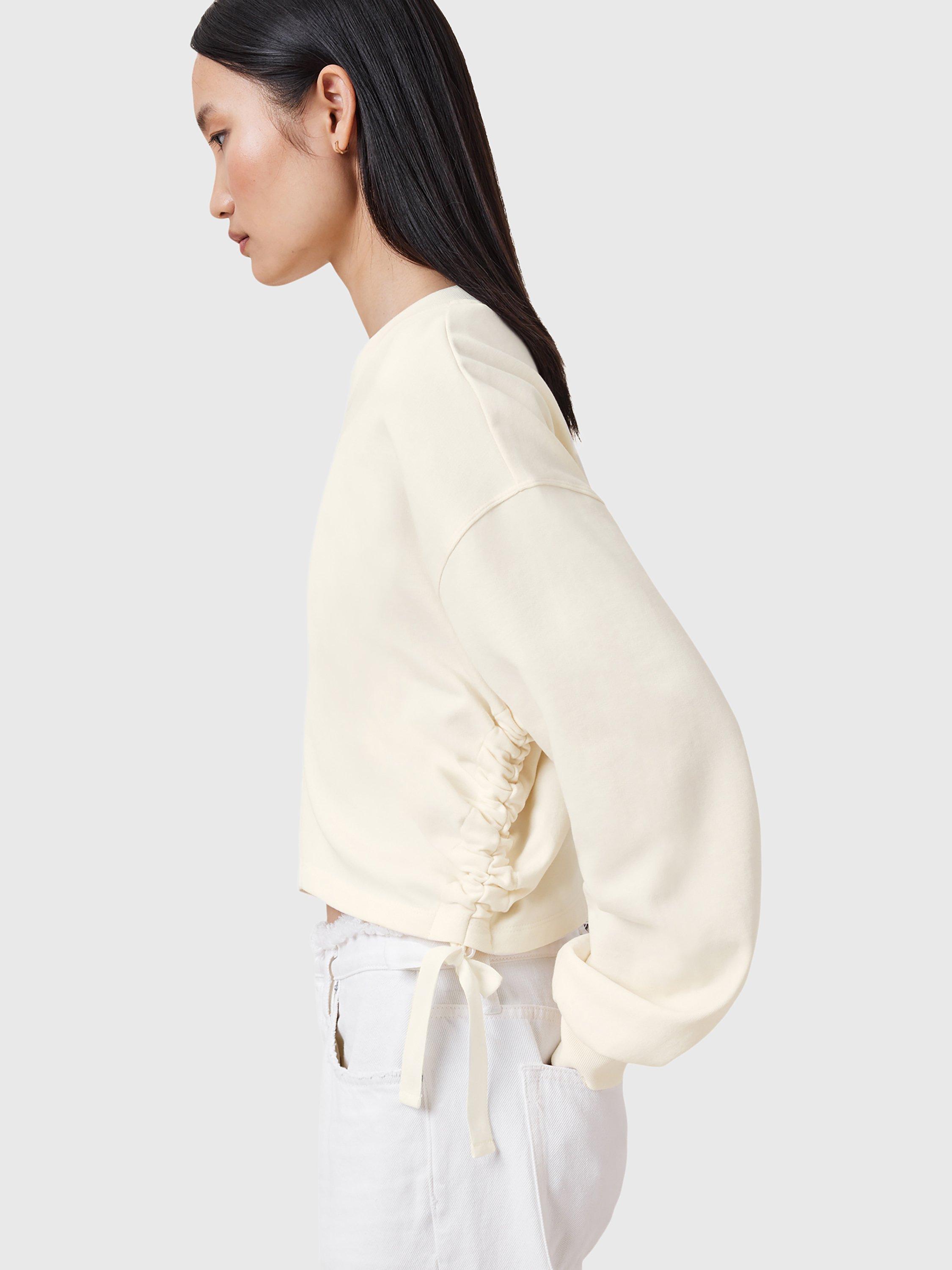 Product image 5 of 7, which shows AllSaints Mira Tie Side Pure Organic Cotton Sweatshirt, Off White, S