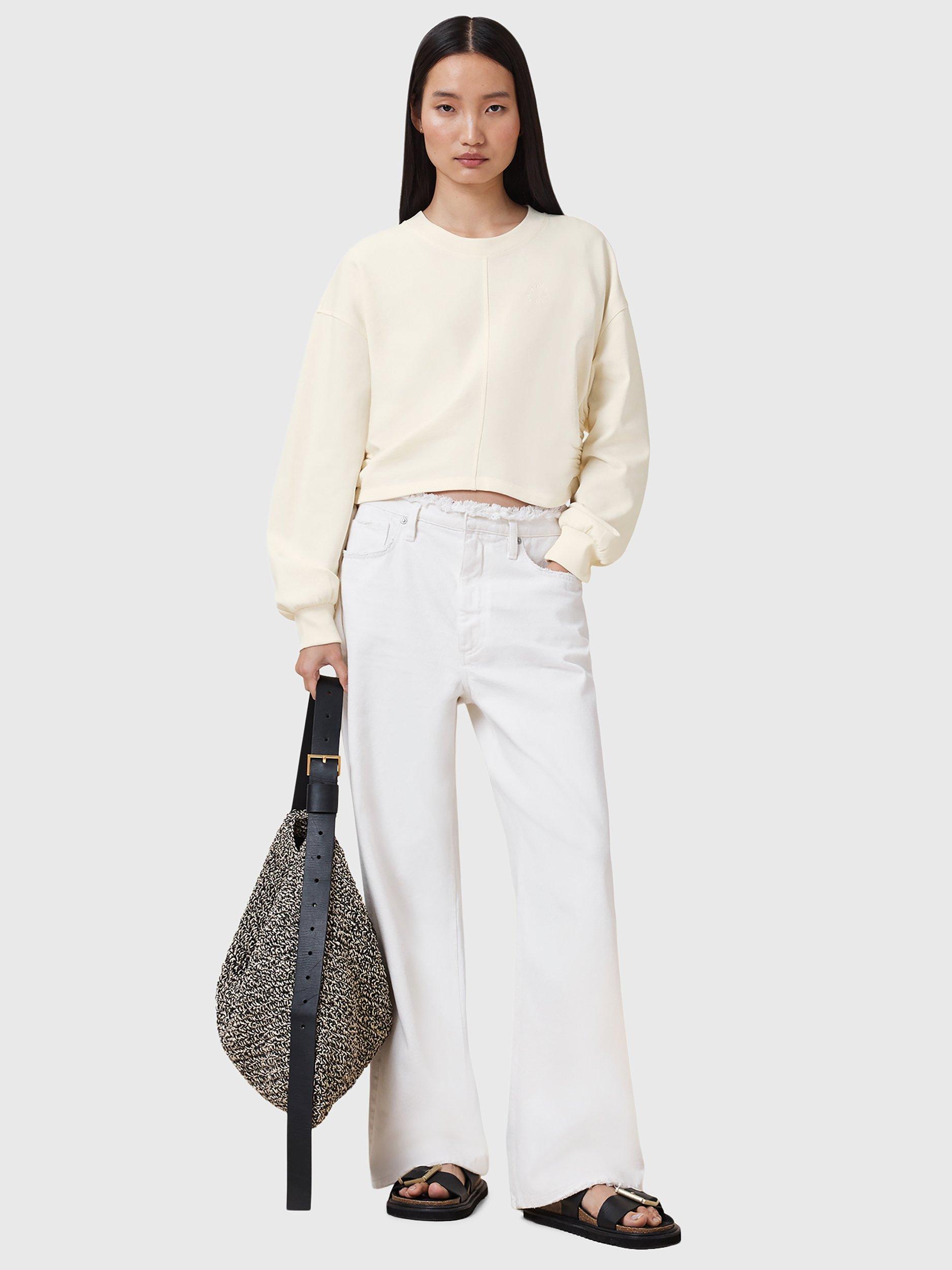 Product image 7 of 7, which shows AllSaints Mira Tie Side Pure Organic Cotton Sweatshirt, Off White, S