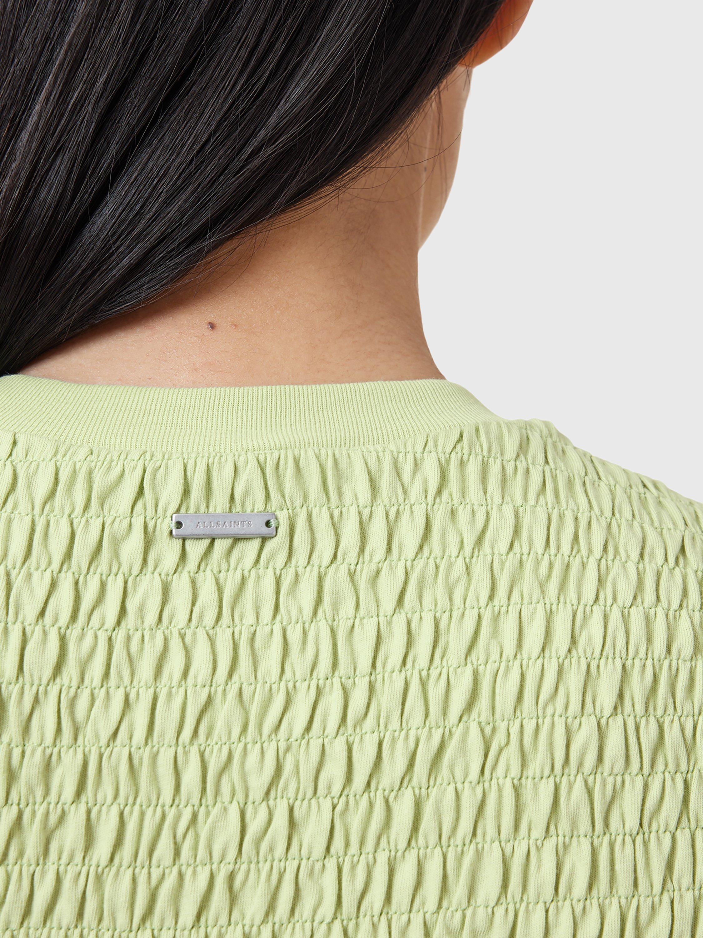 Product image 6 of 6, which shows AllSaintsa Ode Organic Cotton Shirred Tank Top, Jade Green, 10