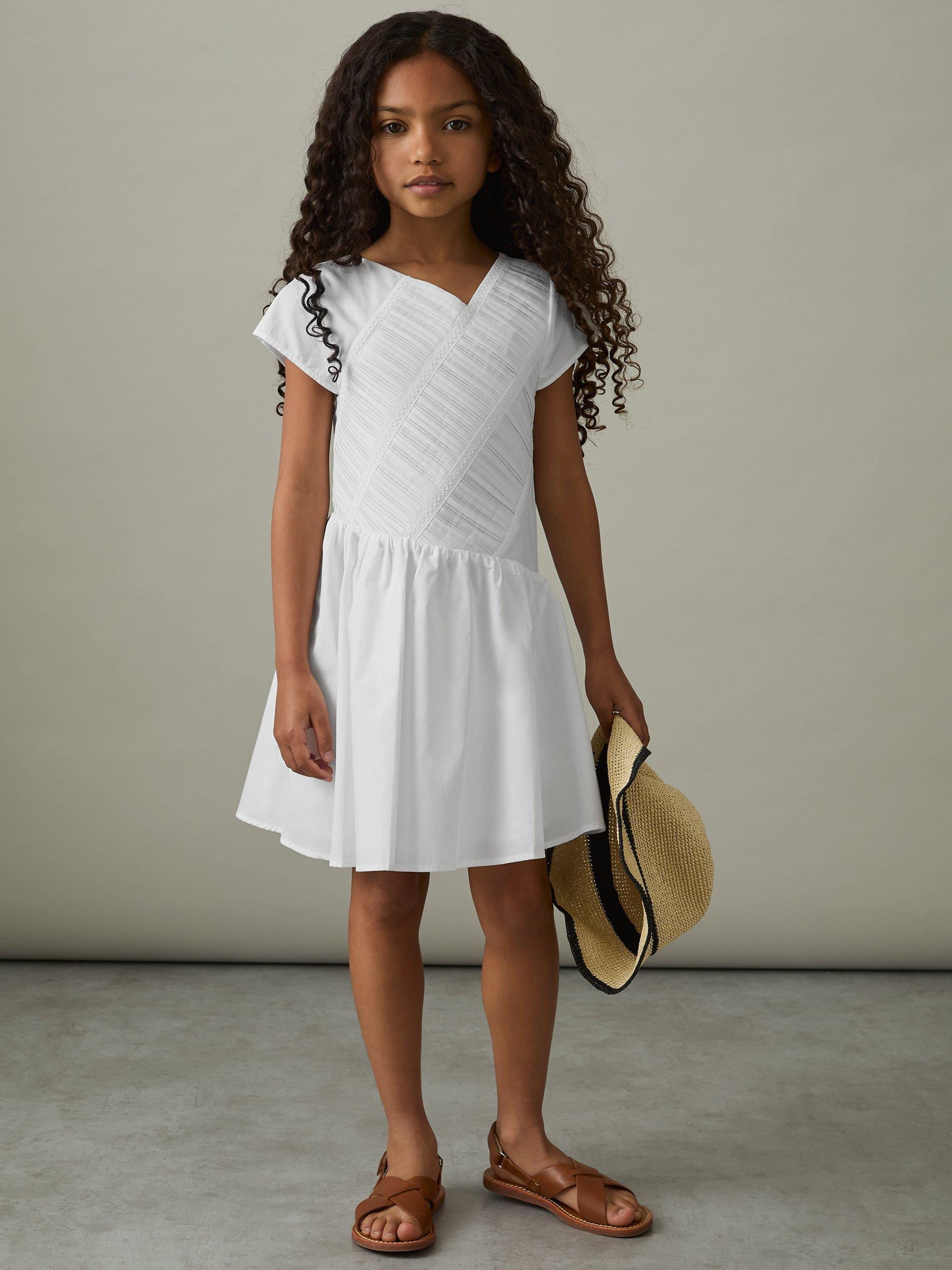 Product image 2 of 4, which shows Reiss Kids' Bessie Cotton Flared Dress, Ivory, 4-5 years