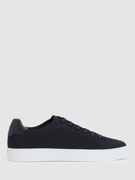 Reiss Finley Knitted Low Top Trainers, Navy