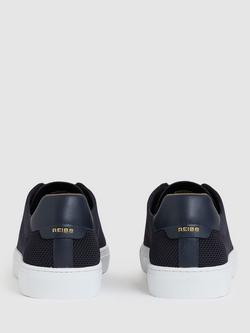 Reiss Finley Knitted Low Top Trainers - view 2, Navy