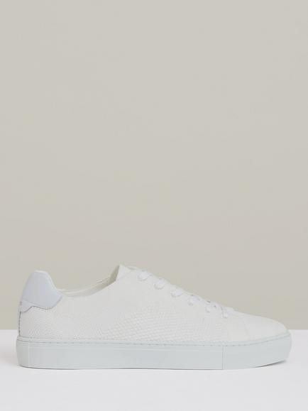 Reiss Finley Knitted Low Top Trainers, White