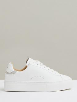 Reiss Francesca Leather Low-Top Trainers, White
