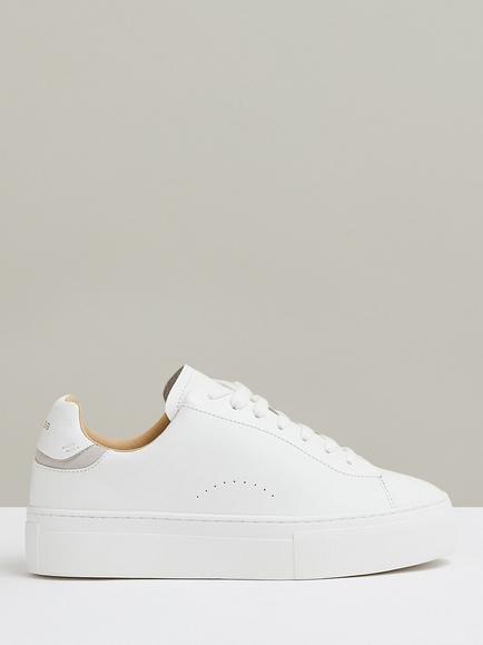 Reiss Francesca Leather Low-Top Trainers, White