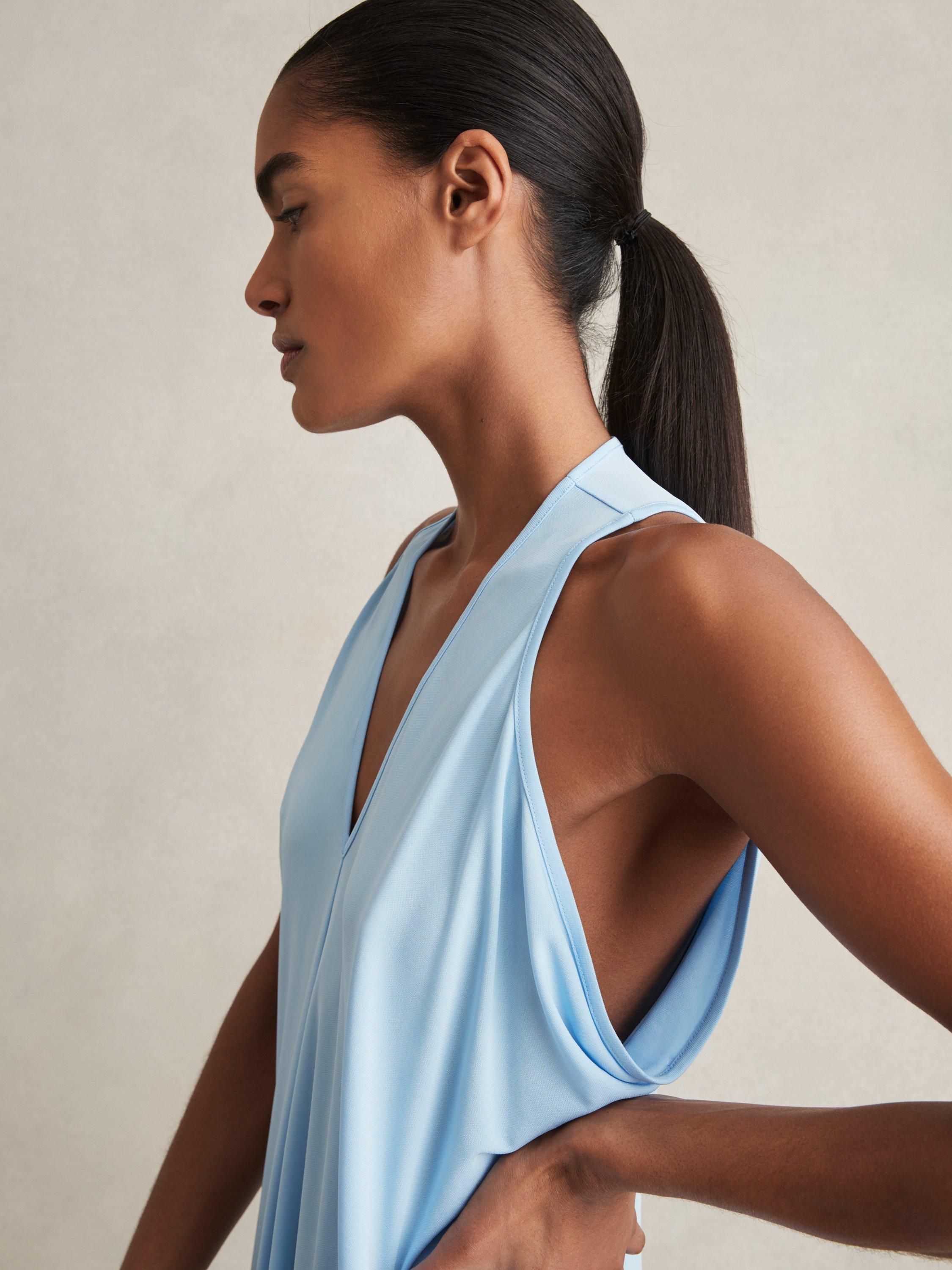 Product image 2 of 5, which shows Reiss Delia Jersey Maxi Dress, Blue, 6