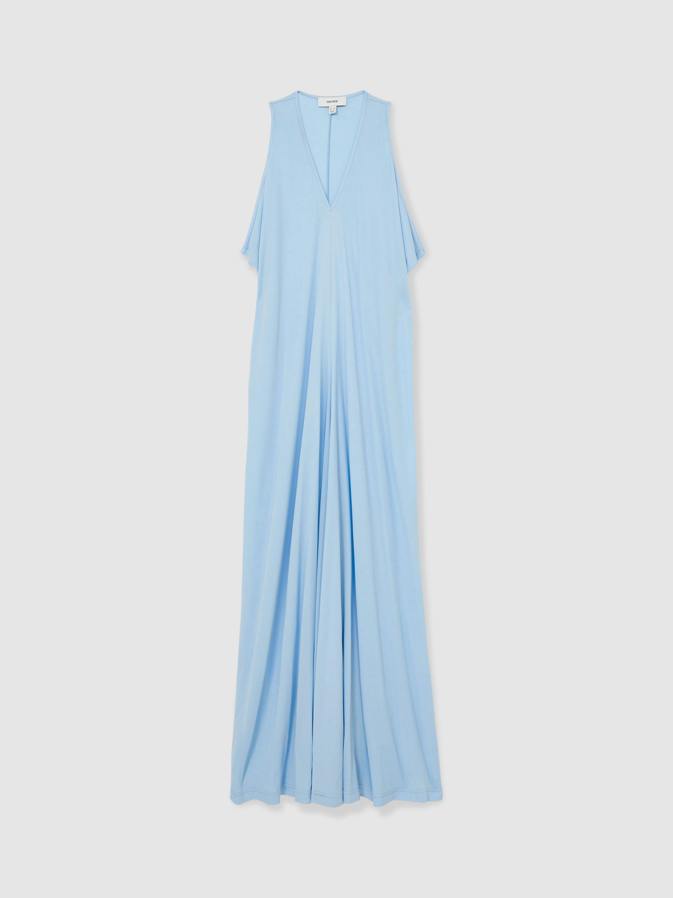 Product image 3 of 5, which shows Reiss Delia Jersey Maxi Dress, Blue, 6