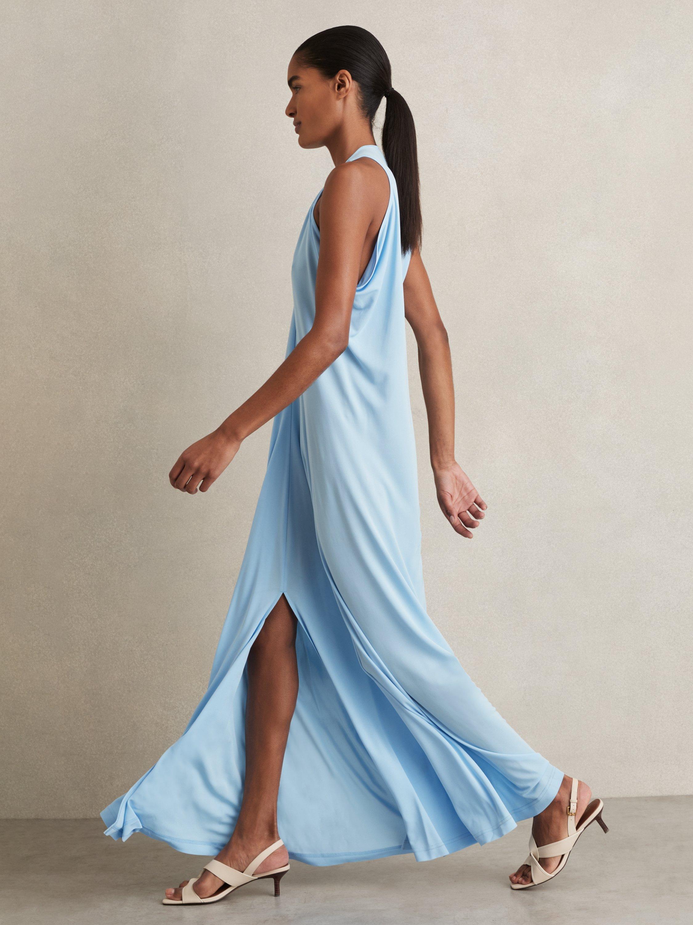 Product image 5 of 5, which shows Reiss Delia Jersey Maxi Dress, Blue, 6