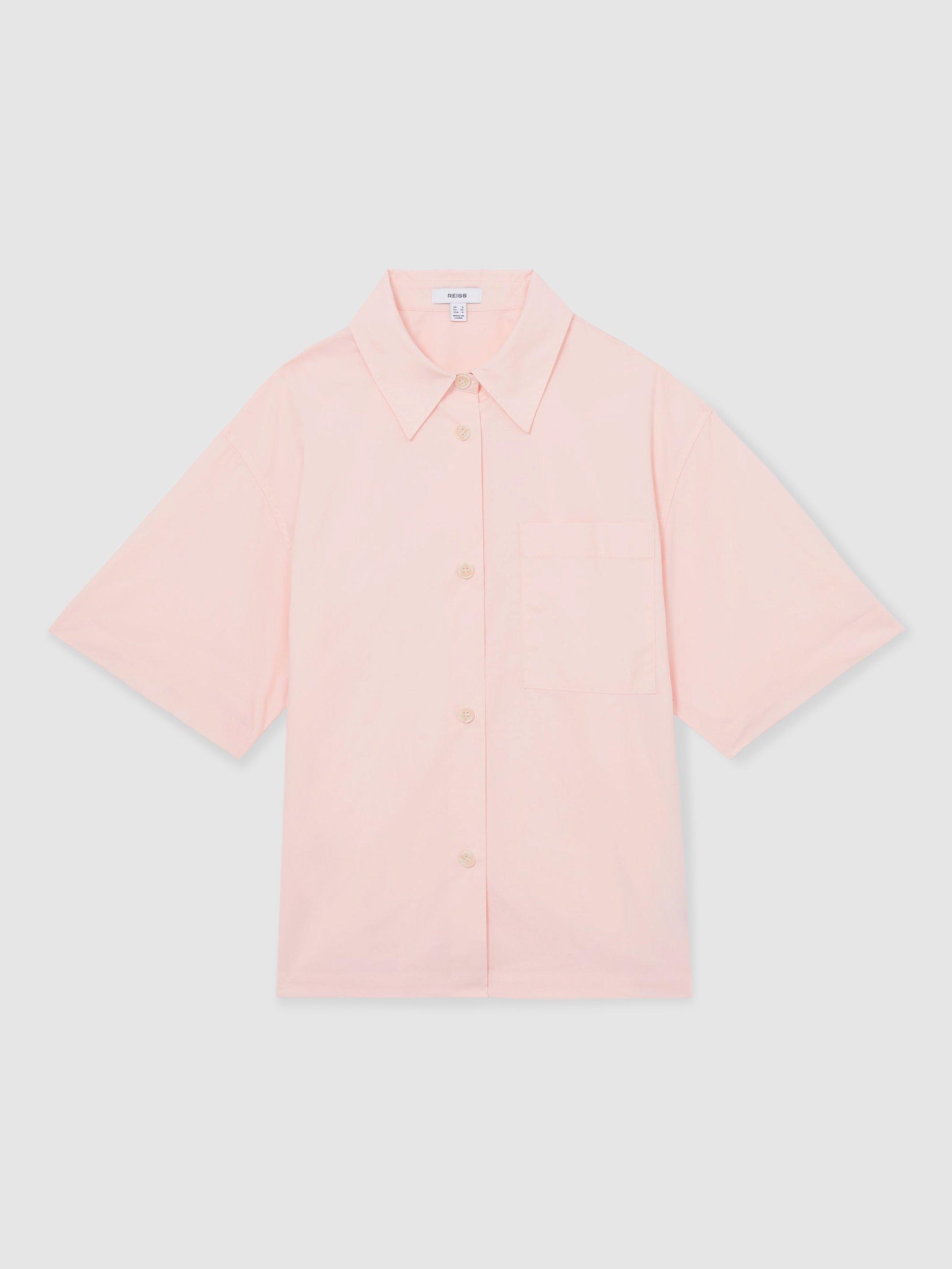 Product image 3 of 5, which shows Reiss Jordan Short Sleeve Shirt, Light Pink, 8