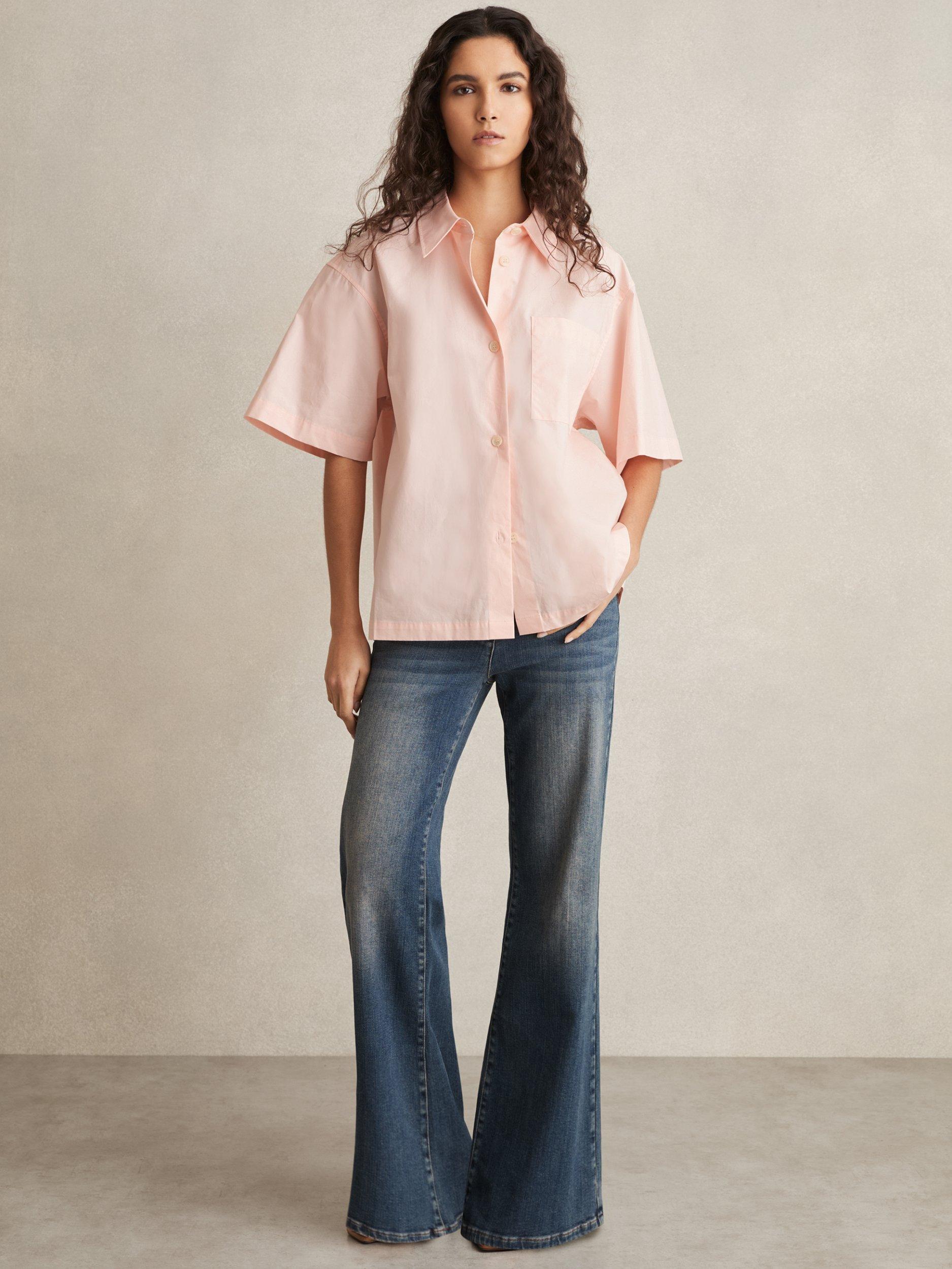 Product image 4 of 5, which shows Reiss Jordan Short Sleeve Shirt, Light Pink, 8