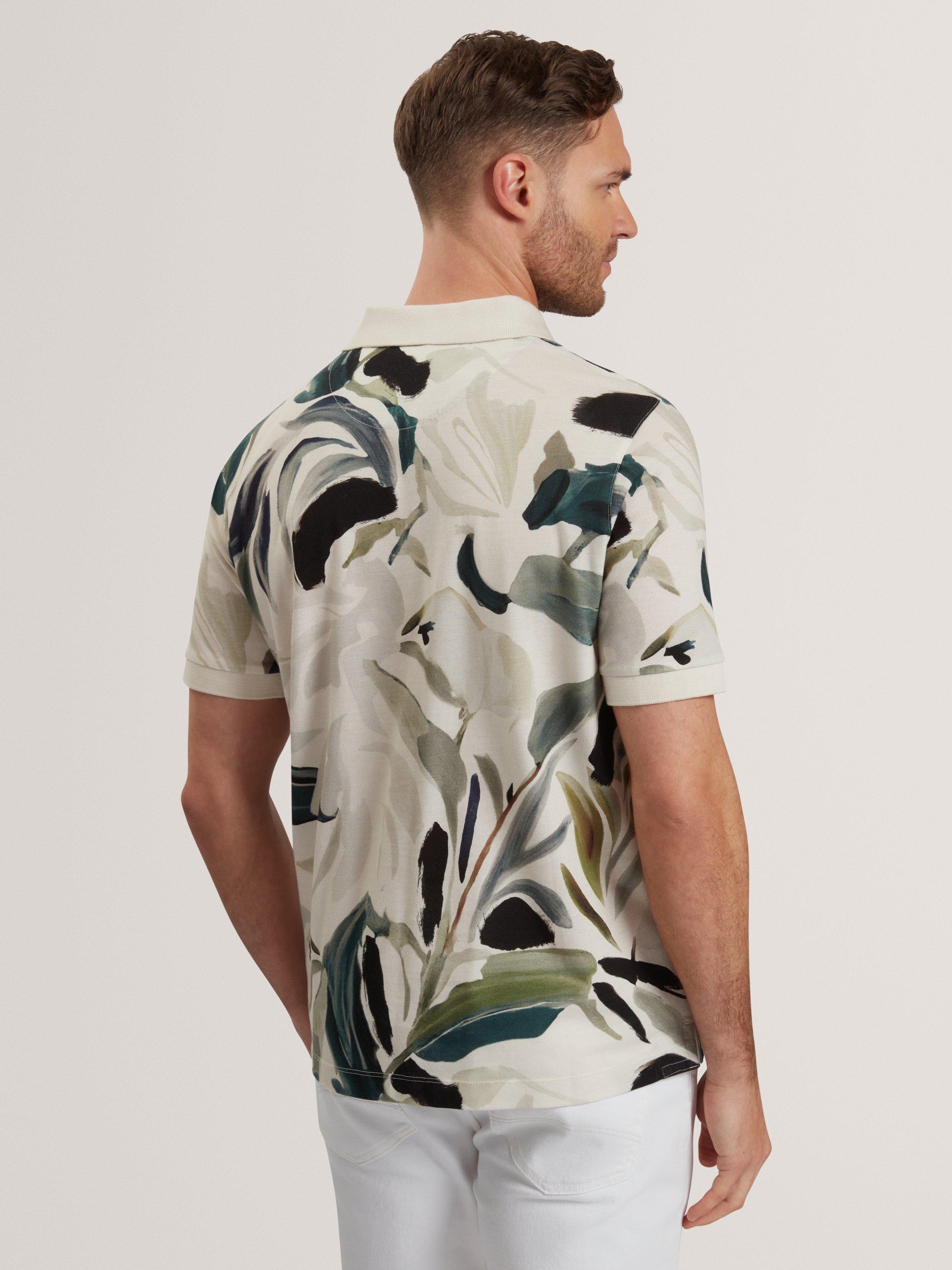 Product image 2 of 6, which shows Ted Baker Kivem Cotton Regular Fit Floral Polo Shirt, Ecru, M