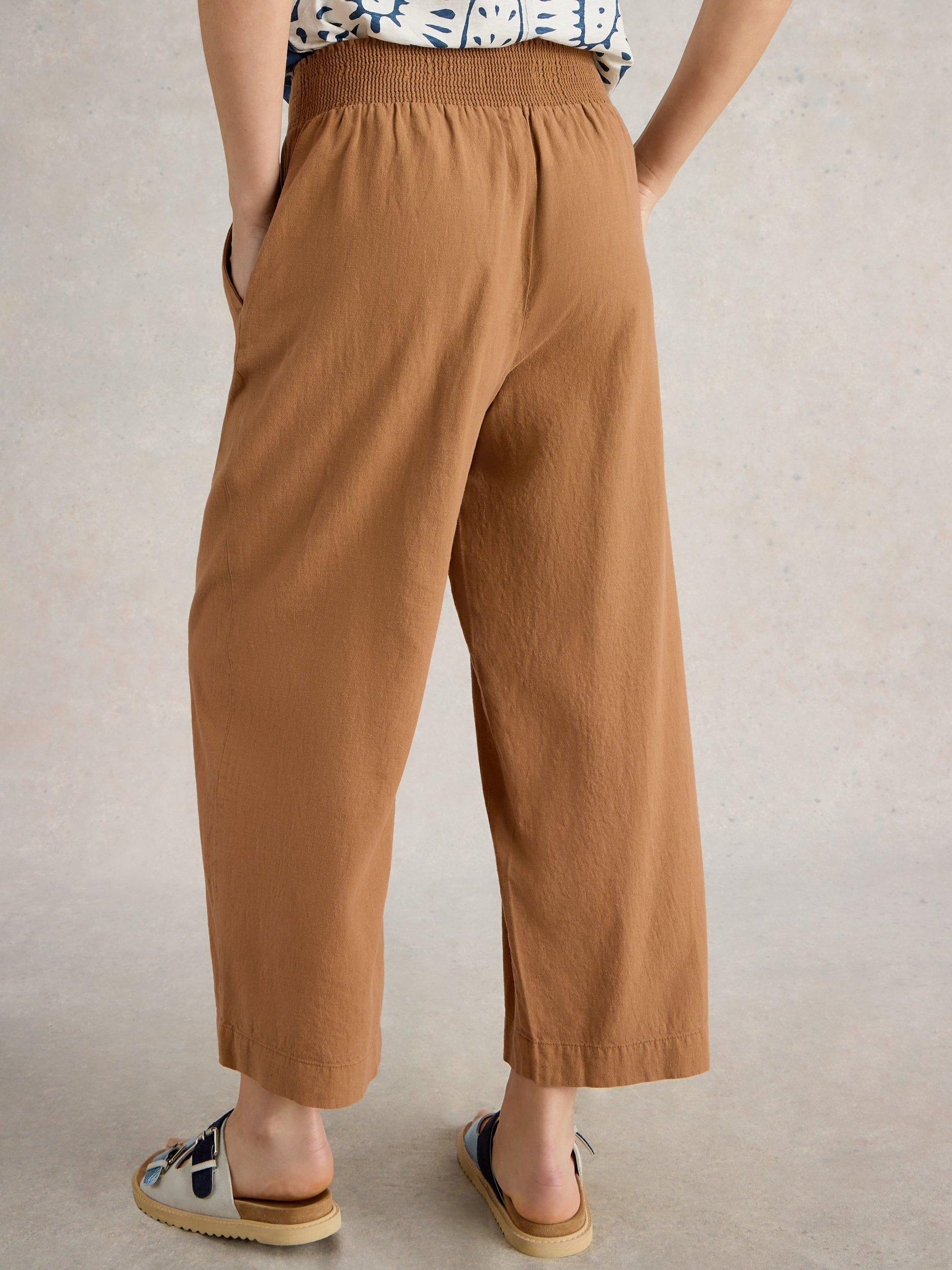 Product image 2 of 6, which shows White Stuff Shelly Linen Rich Culottes, Mid Tan, 6R