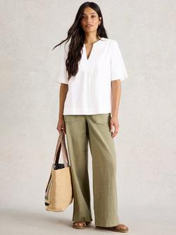 White Stuff Ash Linen Blend Top containing LENZING™ ECOVERO™ Viscose, White