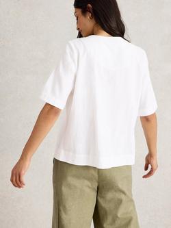 White Stuff Ash Linen Blend Top containing LENZING™ ECOVERO™ Viscose - view 2, White