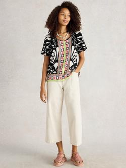 White Stuff Imogen Abstract Top, Navy/Multi, Navy/Multi