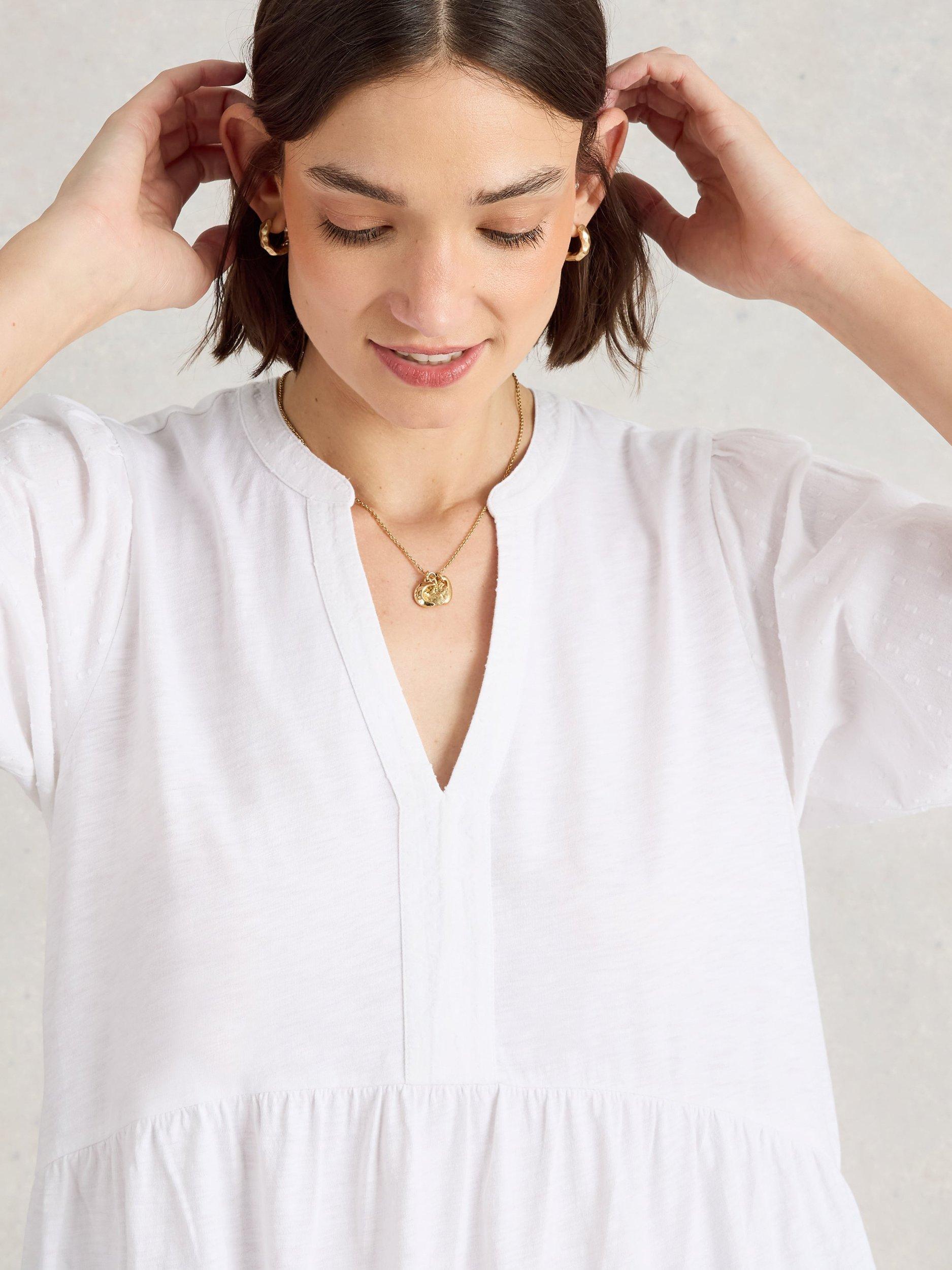 Product image 3 of 6, which shows White Stuff Maria Pure Organic Cotton Tunic Top, Brilliant White, 12