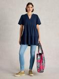 White Stuff Maria Pure Organic Cotton Tunic Top, Navy