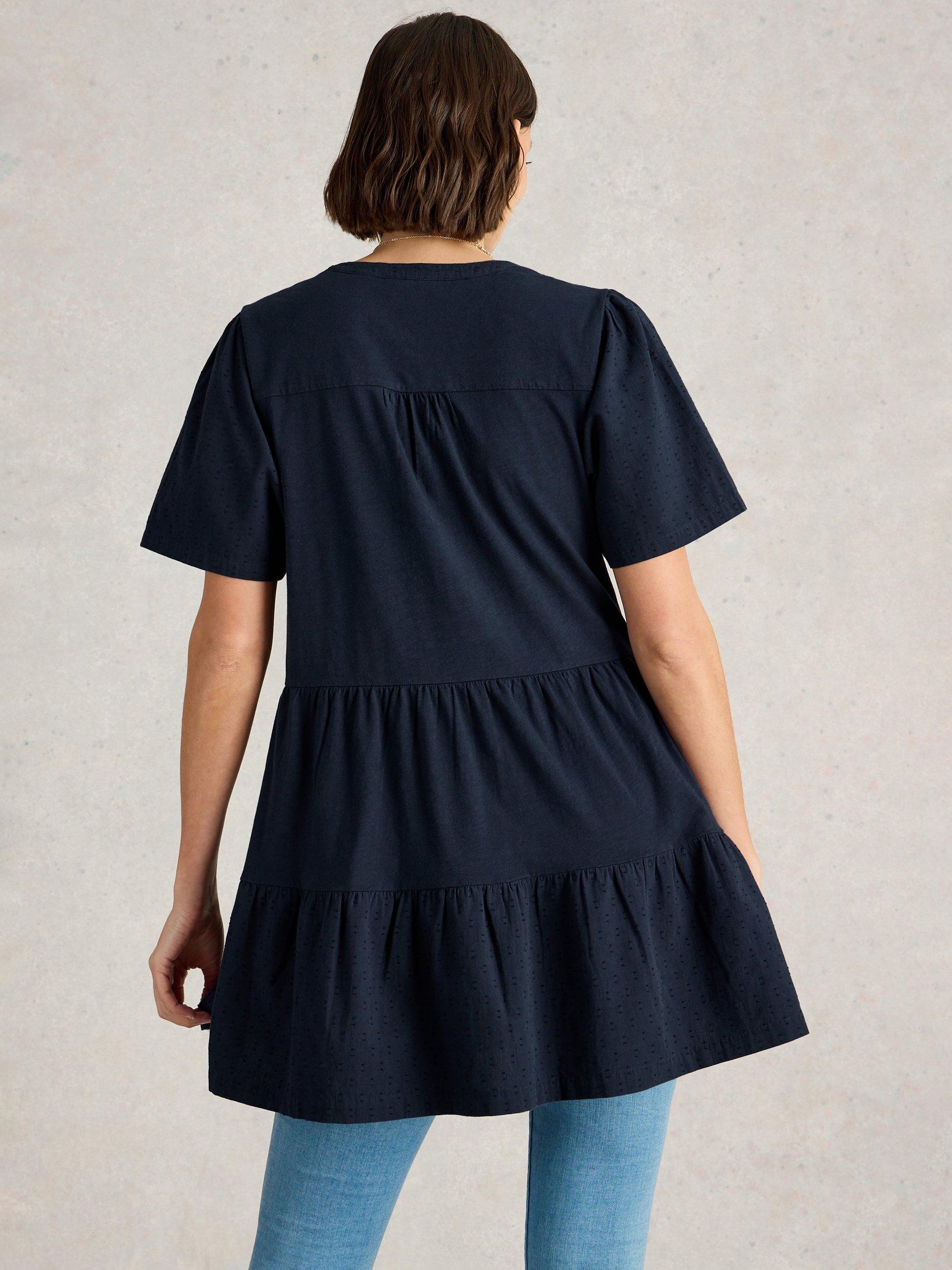 Product image 2 of 4, which shows White Stuff Maria Pure Organic Cotton Tunic Top, Navy, 14