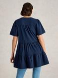 White Stuff Maria Pure Organic Cotton Tunic Top, Navy