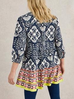 White Stuff Marta Abstract Tunic Top, Navy/Multi - view 2, Navy/Multi