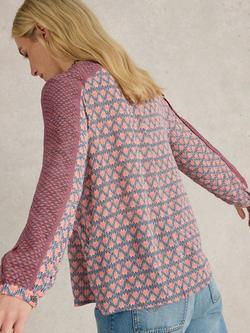 White Stuff Mabel Abstract Loose Fit Blouse containing LENZING™ ECOVERO™ Viscose - view 2, Navy/Multi