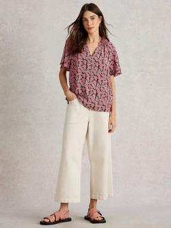 White Stuff Sophia Short Sleeve Top containing LENZING™ ECOVERO™ Viscose, Pink/Multi