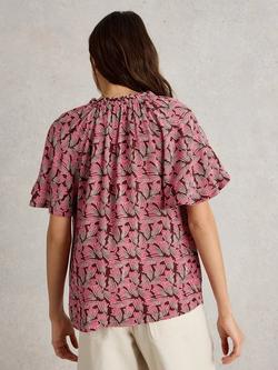 White Stuff Sophia Short Sleeve Top containing LENZING™ ECOVERO™ Viscose - view 2, Pink/Multi