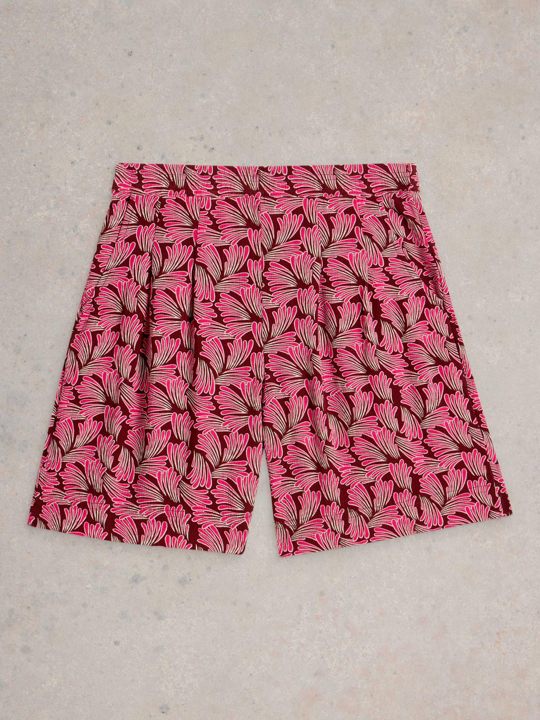 Product image 5 of 6, which shows White Stuff Matilda Floral Crinkle Shorts, Mid Pink, 6
