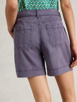 White Stuff Mollie Cargo Shorts containing TENCEL™ Lyocell - view 2, Mid Purple