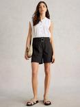 White Stuff Teakie Organic Cotton Relaxed Fit Shorts, Pure Black