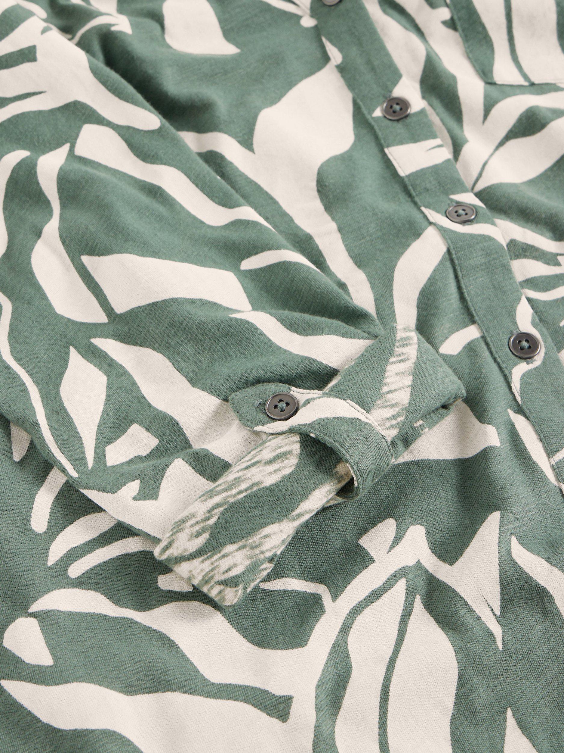 Product image 6 of 6, which shows White Stuff Annie Leaf Print Shirt, Mid Green, 6