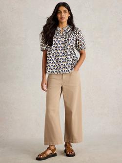 White Stuff Ariel Abstract Pure Organic Cotton Top, Navy/Multi, Navy/Multi