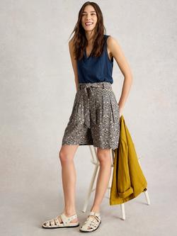 White Stuff Frankie Linen Blend Shorts containing LENZING™ ECOVERO™ Viscose, Yellow/Multi