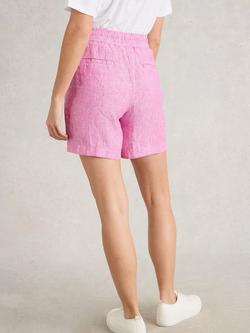 White Stuff Belle Linen Stripe Shorts, Pink/Multi - view 2, Pink/Multi